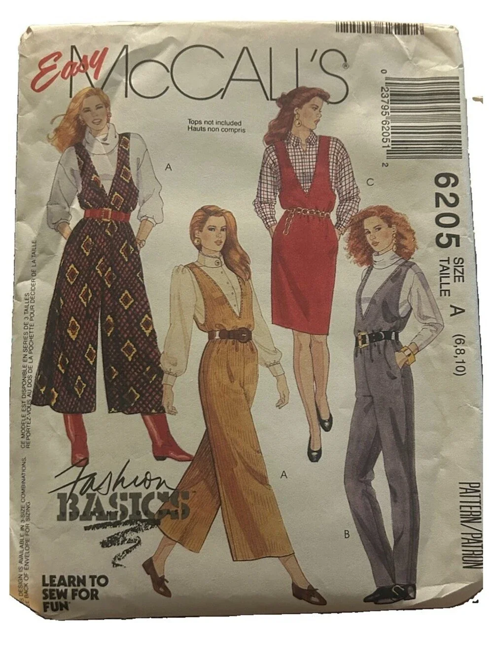 Vintage 1992 McCalls 6205 Sewing Pattern Jumpsuit Jumper Sz 6 8 10 Cut 90s